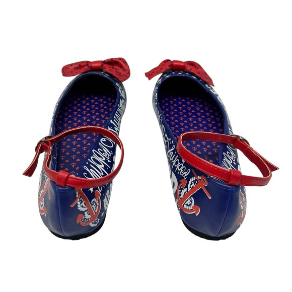 Too Fast shoes New Flats Sailor theme Red White and Blue Women Size 6 Excellent - Picture 4 of 14
